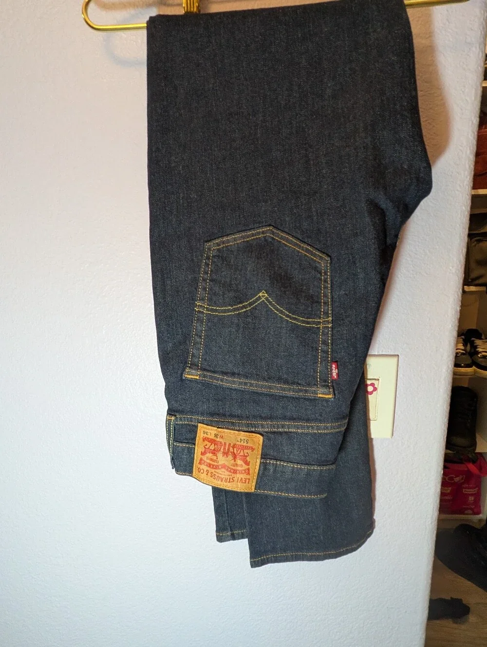 Levi's 514 Straight Leg Jeans Men's Size 36 x 36 Dark Indigo Wash Waterless